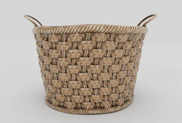 Bamboo Basket Wicker Minimal Rendering White Background Photo De Stock
