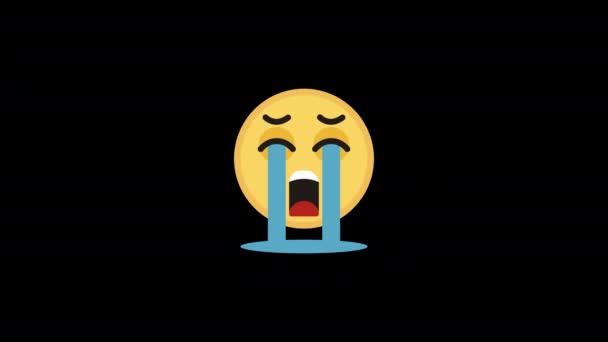 Loop Animation Crying Sad Emoji Transparent Background Alpha Channel — Stock Video