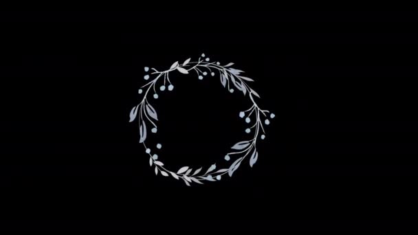 Animated Beautiful Flower Wreath Floral Decoration Art Text Frame Alpha — Stockvideo