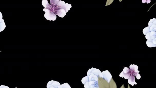 Flower Floral Frame Background Transparent Background Alpha Channel — Stockvideo