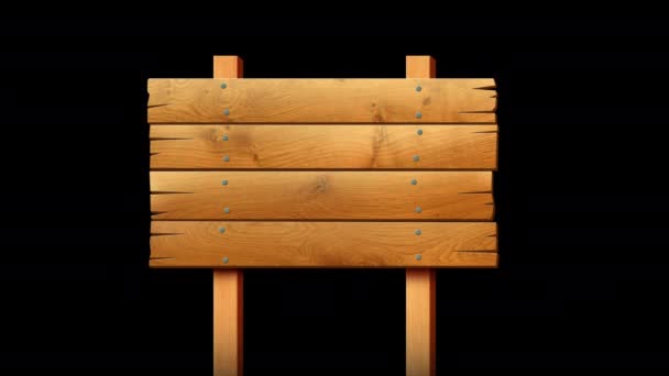 Beautiful Wood Signboard Loop Animation Transparent Background Alpha Channel — Stock Video