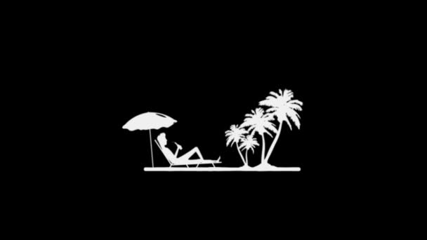 Summer Beach Vacation Man Relaxing Loop Animation Video Transparent Background — Vídeo de stock