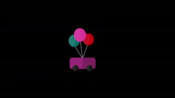 Car Bunch Balloons Hanging Icon Loop Animation Video Transparent Background — Wideo stockowe