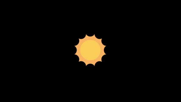 Sunshine Hot Sun Icon Loop Animação Vídeo Fundo Transparente Com — Vídeo de Stock