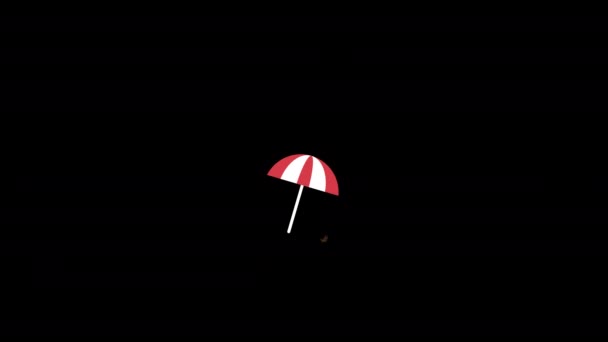 Summer Beach Umbrella Chair Table Icon Loop Animation Video Transparent — Stockvideo