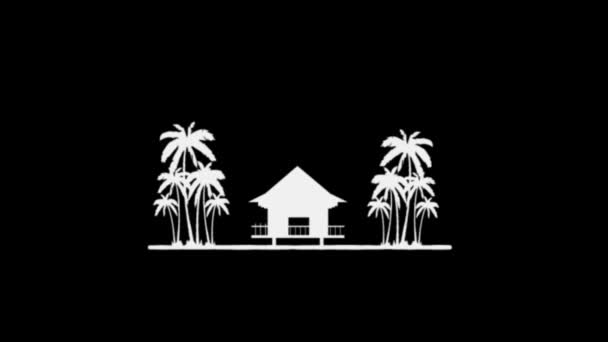 Summer Beach House Palm Tree Loop Animation Video Transparent Background — Video