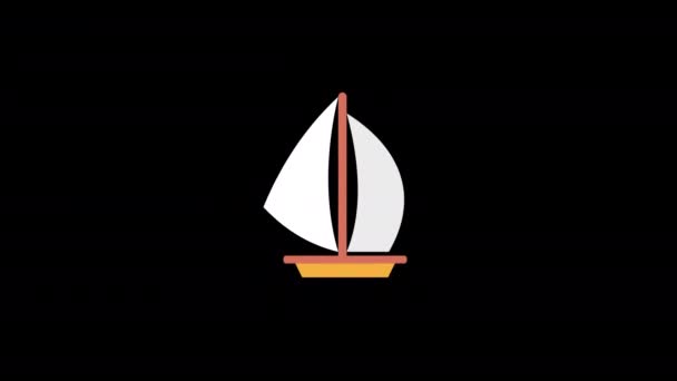Bucle Barco Vela Vídeo Animación Fondo Transparente Con Canal Alfa — Vídeos de Stock