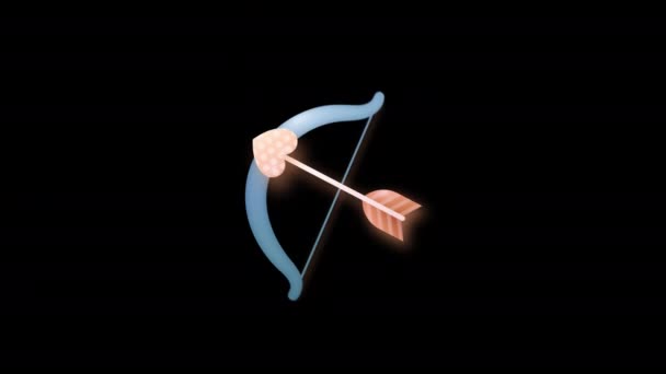 Cupid Bow Love Arrow Icon Loop Animation Video Transparent Background — Stock Video