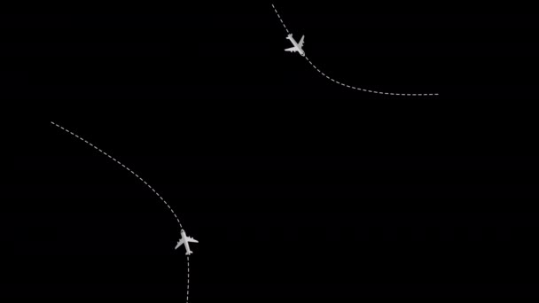 Airplane Dotted Line Path Icon Loop Animation Video Transparent Background — Wideo stockowe