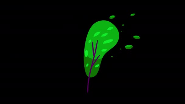 Planta Folha Árvore Folhas Voando Ícone Vento Loop Animação Vídeo — Vídeo de Stock
