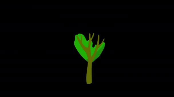 Drzewo Roślin Liście Latające Ikona Pętla Animacja Wideo Przezroczyste Tło — Wideo stockowe