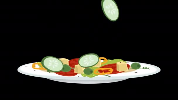 Plaque Alimentaire Légume Icône Boucle Animation Vidéo Fond Transparent Avec — Video