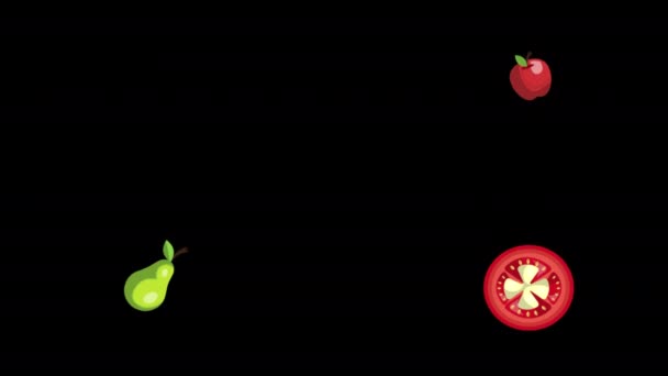 Boucle Icône Nourriture Légume Animation Vidéo Fond Transparent Avec Canal — Video
