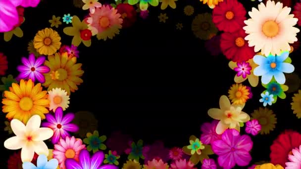 Tropical Summer Plants Leaves Flowers Border Frame Animation Copy Space — Stok video