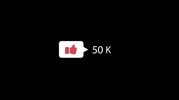 Icon Love Counting Social Media 50K Gostos Fundo Transparente — Vídeo de Stock