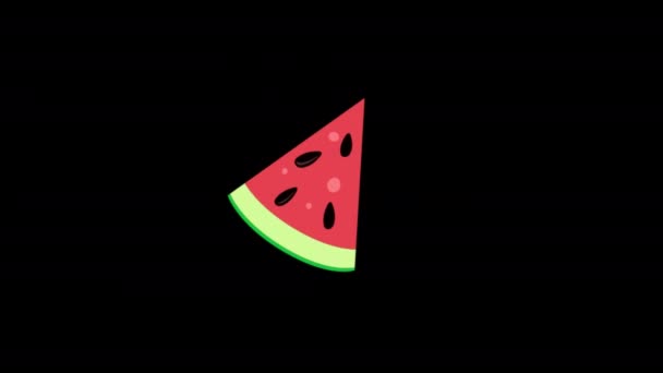 Watermeloen Plak Icoon Lus Animatie Video Transparante Achtergrond Met Alfa — Stockvideo