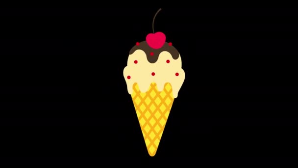 Конус Иконки Мороженого Конус Анимации Видео Прозрачный Фон Альфа Канал — стоковое видео
