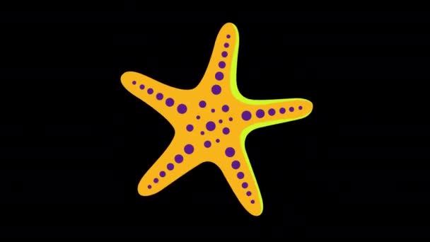 Étoile Mer Icône Boucle Animation Vidéo Fond Transparent Avec Canal — Video