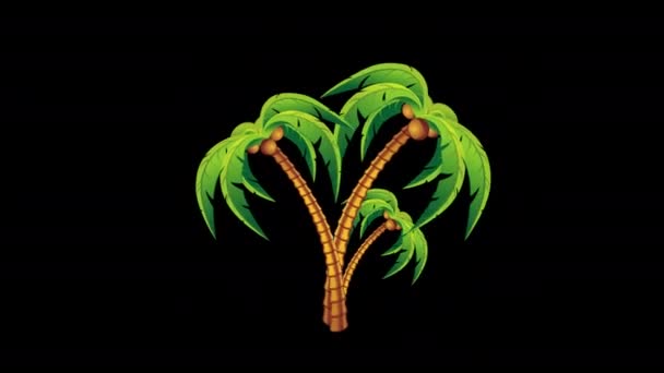 Palm Tree Icon Loop Animation Video Transparent Background Alpha Channel — Wideo stockowe