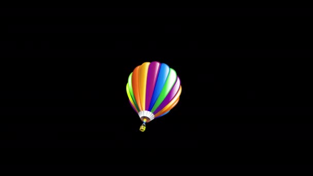 Hot Air Balloon Ikon Hurok Animációs Videó Átlátszó Háttér Alfa — Stock videók