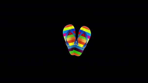 Verão Chinelo Flip Flop Sandália Loop Animação Vídeo Fundo Transparente — Vídeo de Stock