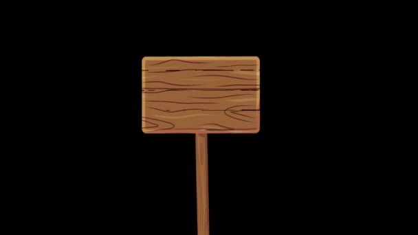 Beautiful Wood Signboard Loop Animation Transparent Background Alpha Channel — Vídeos de Stock