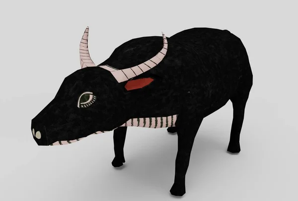 水牛の最小3Dイラスト上の白い背景 — ストック写真