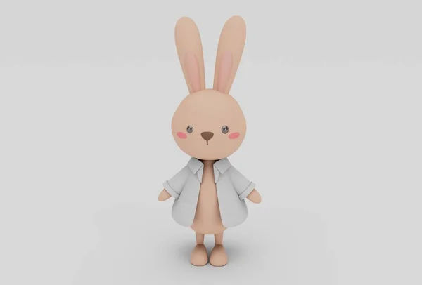 Cute Easter Bunny Minimal Illustration White Background — Stock Photo, Image