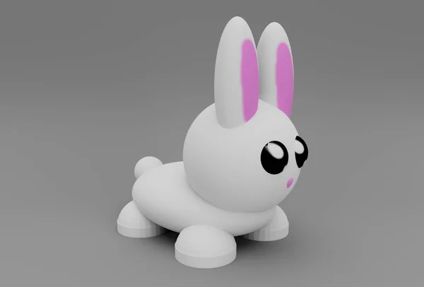 可爱的东方兔子在白色背景上的最小3D插图 — 图库照片