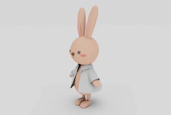 Cute Easter Bunny Minimalna Ilustracja Białym Tle — Zdjęcie stockowe