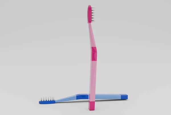 Tooth Brush Minimal Illustration White Background — Stock Photo, Image