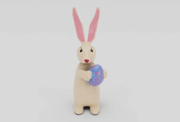 Cute Easter Bunny Egg Minimal Illustration White Background — Stock Photo, Image