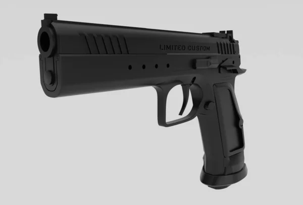 Pistol Hand Gun Rendering White Background Minimal Illustration — Stock Photo, Image