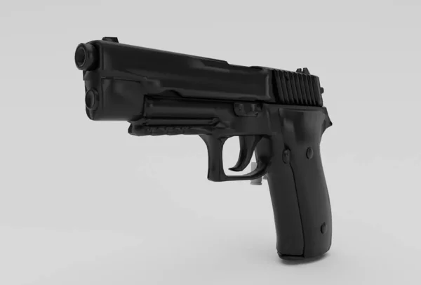 Pistola Mão Arma Renderização Fundo Branco Mínimo Ilustração — Fotografia de Stock