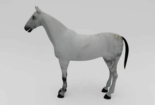 Сірий Кінь Візуалізація Мінімальної Ілюстрації Білому Тлі — стокове фото