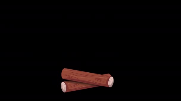 Hořící Táborák Dřevěným Táborákem Smyčka Animace Video Transparentní Pozadí Alfa — Stock video