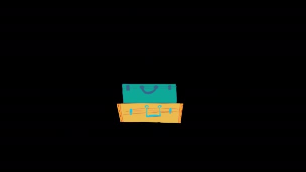 Gepäcksymbol Schleife Animation Video Transparenter Hintergrund Mit Alphakanal — Stockvideo