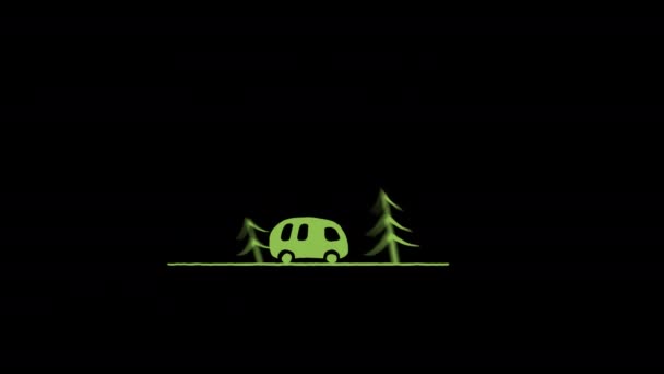 夏季环保绿色汽车图标循环动画视频透明背景阿尔法通道 — 图库视频影像
