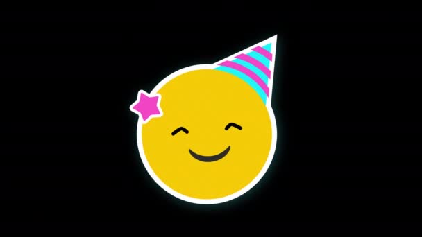 Party Hat Emoji Icoon Loop Animatie Video Transparante Achtergrond Met — Stockvideo