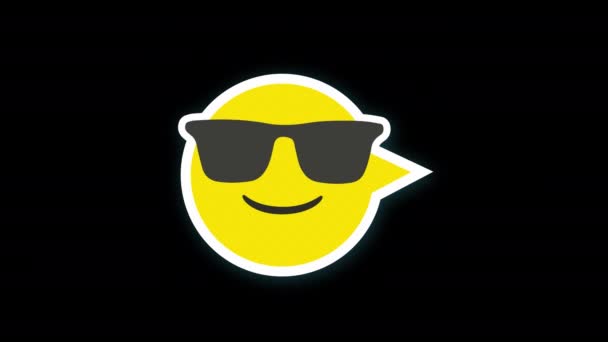 Emoticon Sunglasses Emoji Icon Loop Animation Video Transparent Background Alpha — Stock Video