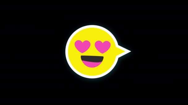 Smiley Heart Eyes Mouth Emoji Icon Loop Vídeo Animación Fondo — Vídeos de Stock
