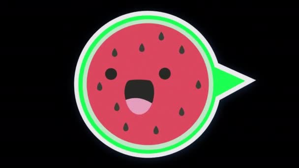 Watermilon Emoji Ikon Loop Animation Video Transparent Bakgrund Med Alfa — Stockvideo