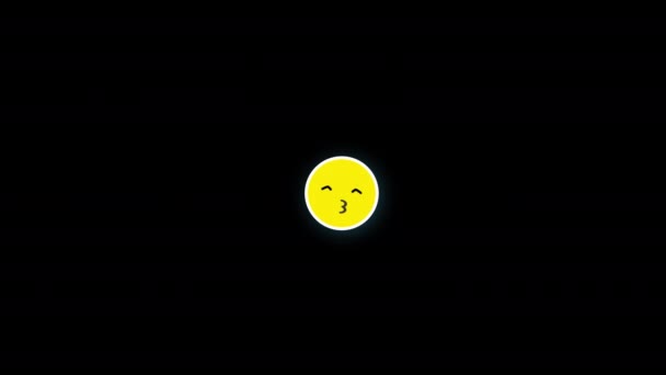 Emoticon Beijando Boca Emoji Ícone Loop Animação Vídeo Transparente Fundo — Vídeo de Stock