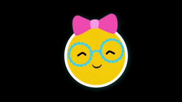 Cute Bow Emoji Icon Loop Animation Video Transparent Background Alpha — Stock Video