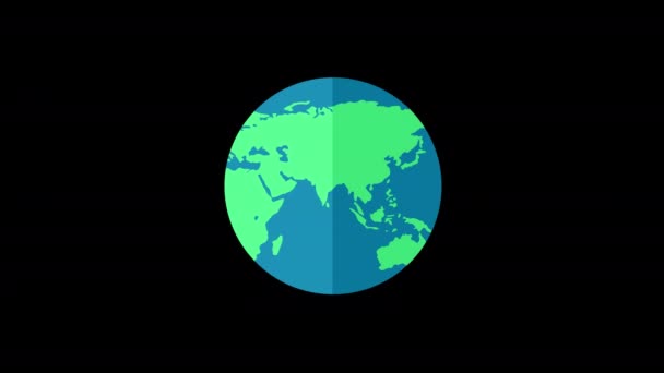 旋转地球无缝隙环路动画 行星地球动画视频透明背景及阿尔法通道 — 图库视频影像