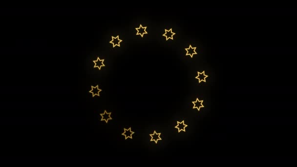 Csillag Kör Díszítő Keret Dekoratív Elegáns Hurok Animáció Videó Átlátszó — Stock videók