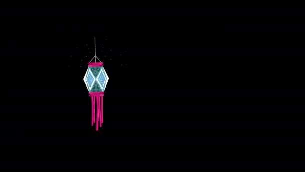 Texto Diwali Feliz Con Linterna Lazo Animación Video Fondo Transparente — Vídeos de Stock