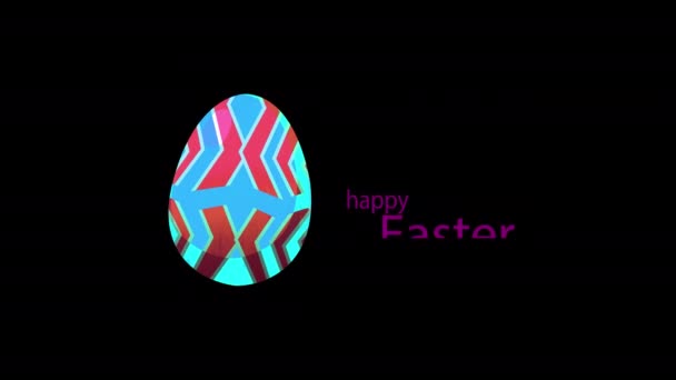 Szczęśliwy Tekst Wielkanocny Pętlą Jaj Animacja Wideo Przezroczyste Tło Kanałem — Wideo stockowe