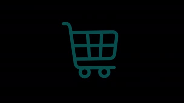 ショッピングカートのアイコンループアニメーションビデオアルファチャンネルと透明背景 — ストック動画