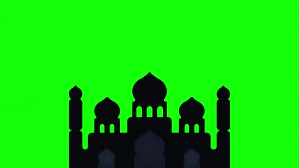 ラマダーン月の休日イスラム教徒のモスク構築ループアニメーションビデオアルファチャンネルと透明背景 — ストック動画
